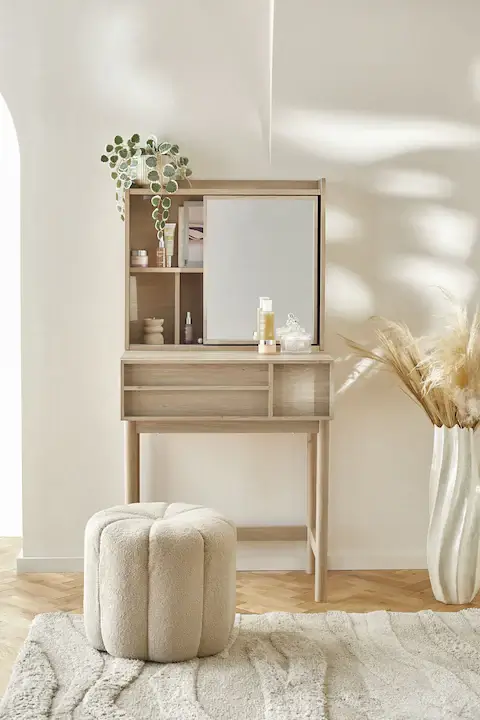 Dressing Table From Natural Wood - Shelves and Side mirror